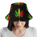 Summer Rasta Rastafarian Cannabis Bucket Hats for Women Men Weed Leaf Outdoor Travel Foldable Bob Fisherman Hat Panama Cap